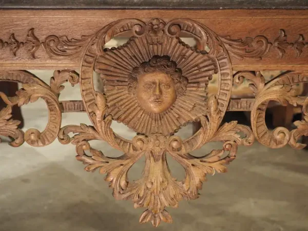 Spring Creek Antique Carved Oak and Bluestone Regence Style Console from Flanders, Circa - Image 10