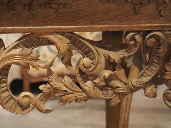 Spring Creek Antique Carved Oak and Bluestone Regence Style Console from Flanders, Circa - Image 7