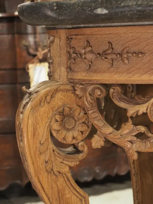 Spring Creek Antique Carved Oak and Bluestone Regence Style Console from Flanders, Circa - Image 8
